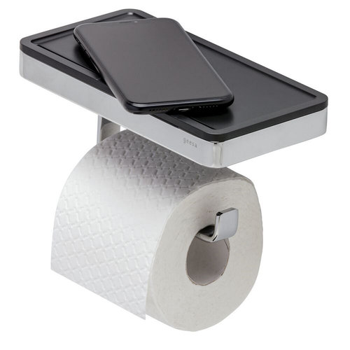 Toiletrolhouder met Planchet Geesa Frame Zwart Chroom 