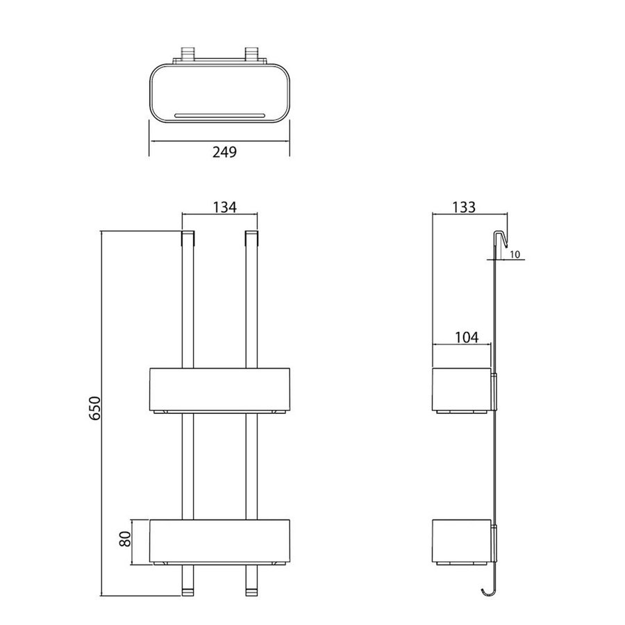 Doucherek Hangend Dubbel Geesa Frame 25 cm Wit Chroom