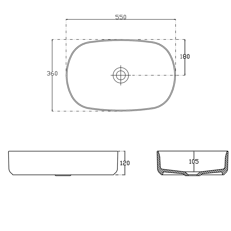 Wastafel Sapho Infinity 55x36 cm Mat Petrol