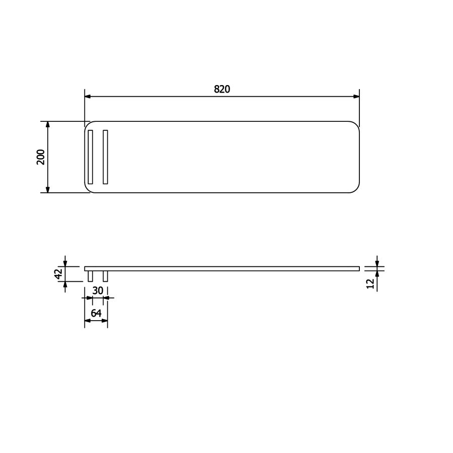 Badplank Sapho Reduta 82x20 cm Zwart