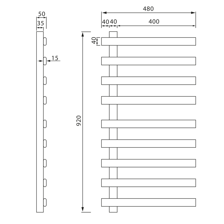 Handdoekradiator Sapho Elcor 48x92 cm 128 Watt Mat Zwart