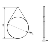 Badkamerspiegel Sapho Orbiter Rond met Leren Band 60 cm Zwart