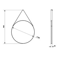 Badkamerspiegel Sapho Orbiter Rond met Leren Band 70 cm Zwart
