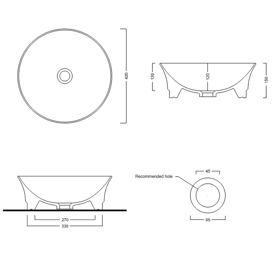 Wastafel Sapho Idea 42 cm Wit