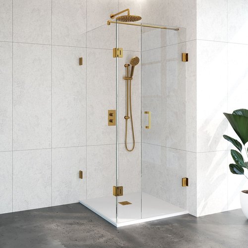 Douchecabine Compleet Just Creating Profielloos 3-Delig Dubbel Draaibaar 90x90 cm Goud 