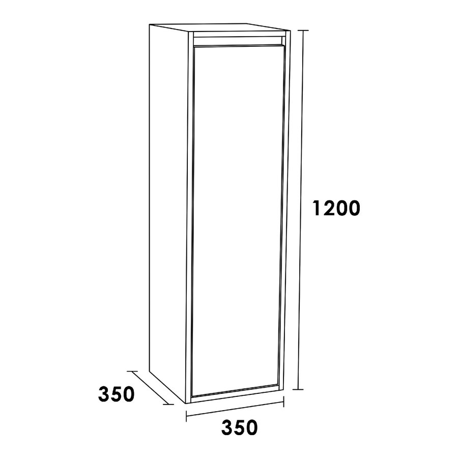 Hoge Kast NEXXT Exclusive Line Rechtsdraaiend 120x35x35 cm Mat Grijs