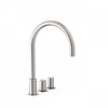 Wastafelmengkraan Tres Study Exclusive 3-Gats Kraan Links met Draaiknoppen Uitloop Gebogen 21,5 cm Rond RVS