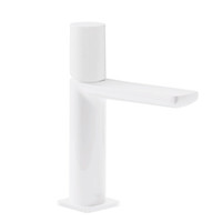 Wastafelmengkraan Tres Loft Colors 1-Knop Uitloop Recht 11,3 cm met Waterval Rond Mat Wit