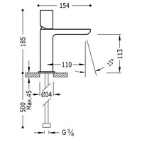 Wastafelmengkraan Tres Loft Colors 1-Knop Uitloop Recht 11,3 cm met Waterval Rond Mat Wit