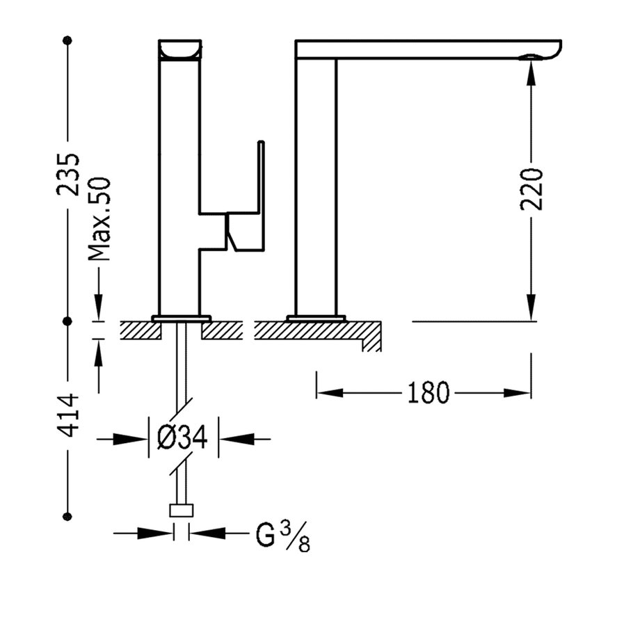 Wastafelmengkraan Tres Loft Colors 1-Hendel Uitloop Recht 22 cm Rond Mat Wit