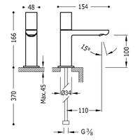 Fonteinkraan Tres Loft Colors 1-Knop Uitloop Recht 10 cm Rond Mat Wit