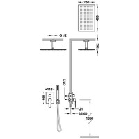 Regendoucheset Inbouw Tres Slim Exclusive Met Plafondarm en Handdoucheset met Staafhanddouche Mat Wit