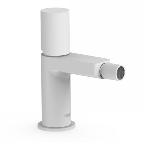 Bidetmengkraan Tres Project 1-Knop Uitloop Recht 8,5 cm Rond Mat Wit 