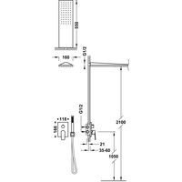 Regendoucheset Inbouw Tres Project Vierkant 30 cm Met Wanddouche en Handdoucheset met Staafhanddouche Rapid Box Mat Zwart