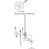 Regendoucheset Inbouw Tres Study Exclusive Rond 38 cm met Plafonddouche en Handdoucheset met Staafhanddouche Rapid Box Mat Goud