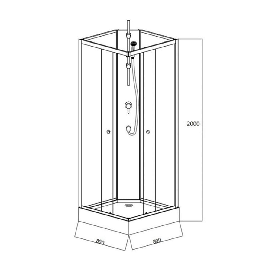 Complete Douchecabine VM Khone I 80x80x207 cm Hoekinstap Mat Wit