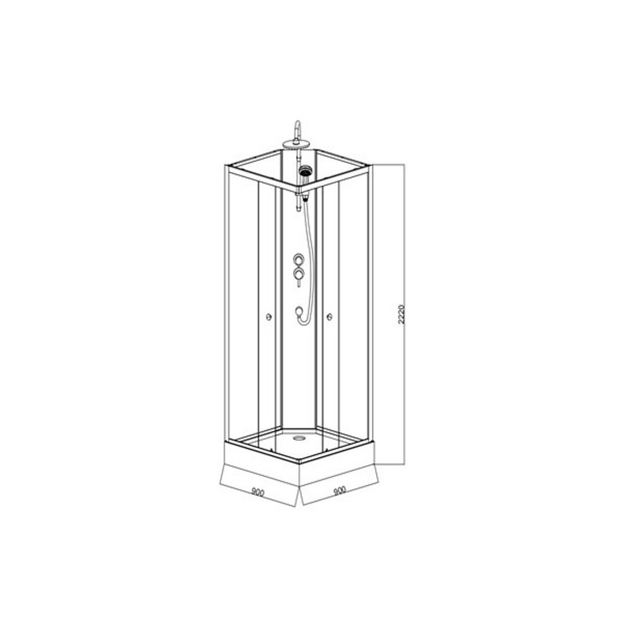 Complete Douchecabine VM Khone IV 90x90x220 cm Hoekinstap Mat Wit