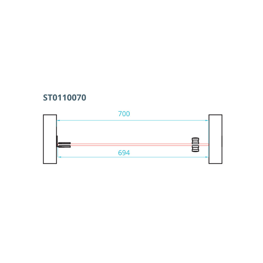 Nisdeur Van Rijn ST01 Profielloos 70x200 cm Helder Glas 8 mm Chroom
