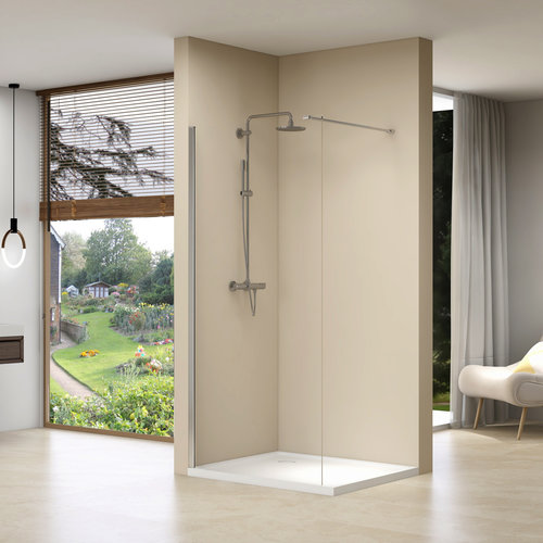 Inloopdouche Van Rijn ST01 Met Stabilisatiestang 140x200 cm Helder Glas 8 mm Chroom 