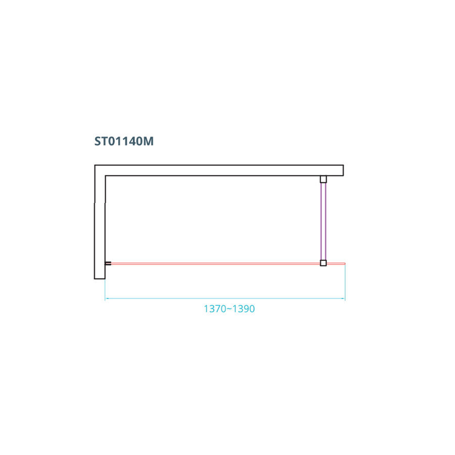 Inloopdouche Van Rijn ST01 Met Stabilisatiestang 140x200 cm Helder Glas 8 mm Chroom