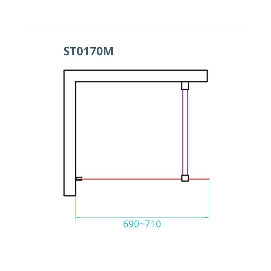 Inloopdouche Van Rijn ST01 Met Stabilisatiestang 70x200 cm Helder Glas 8 mm Chroom