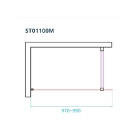 Inloopdouche Van Rijn ST01 Met Stabilisatiestang 100x200 cm Rookglas 8 mm Wit