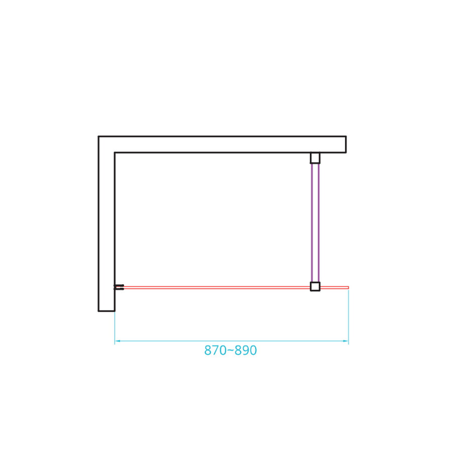 Inloopdouche Van Rijn ST01 Met Stabilisatiestang 90x200 cm Rookglas 8 mm Mat Zwart