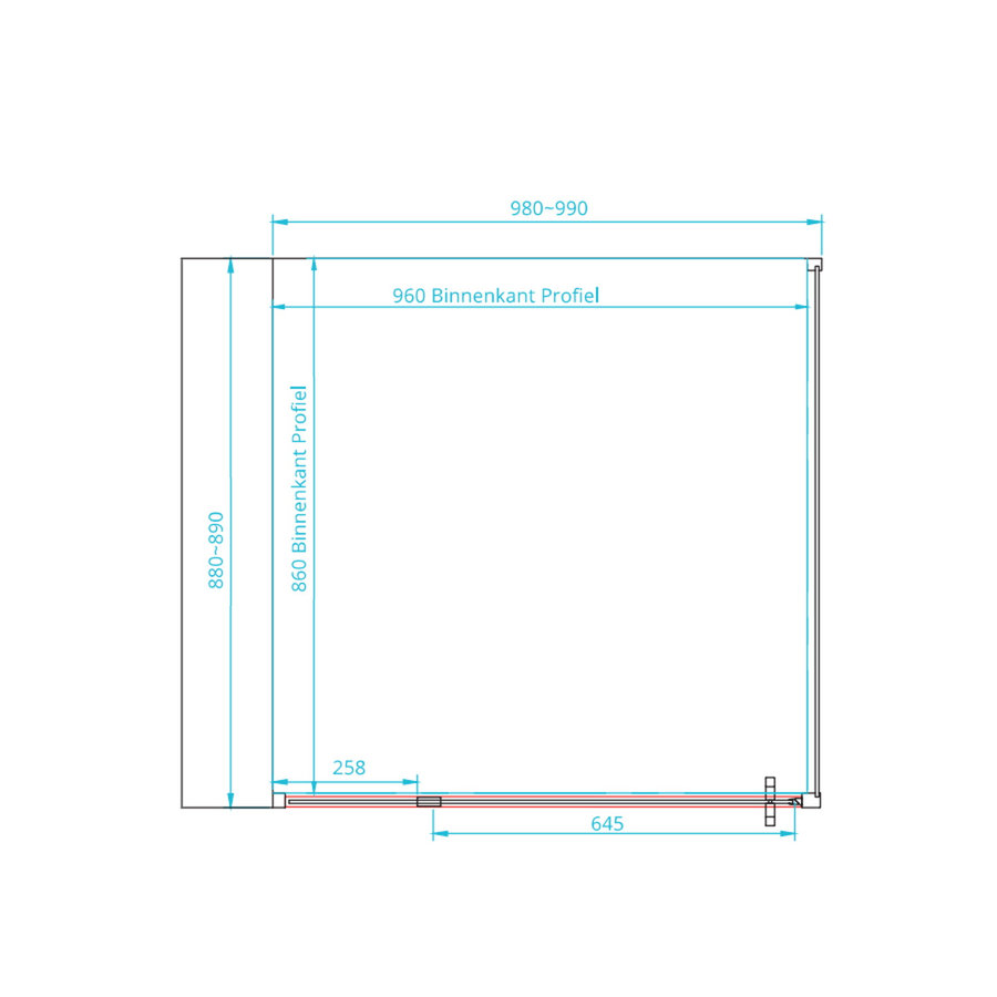 Hoek Douchecabine Van Rijn ST04 Helder Glas 100x90x200 cm 6 mm Aluminium Zwart