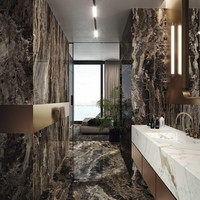 Vloertegel Marazzi Grandemarble Lapato Gerectificeerd 120x278cm Bruin (prijs per tegel)