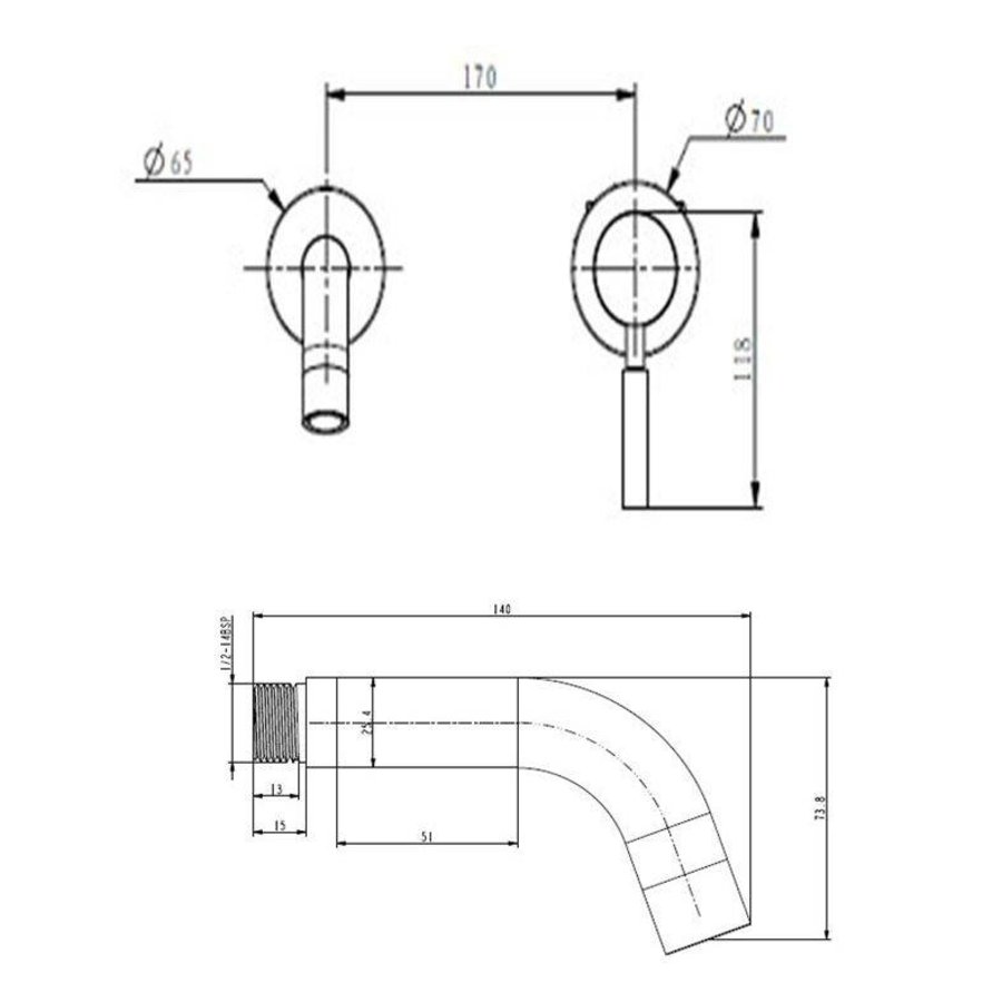 Ore Inbouw Wandkraan 13Cm Rvs