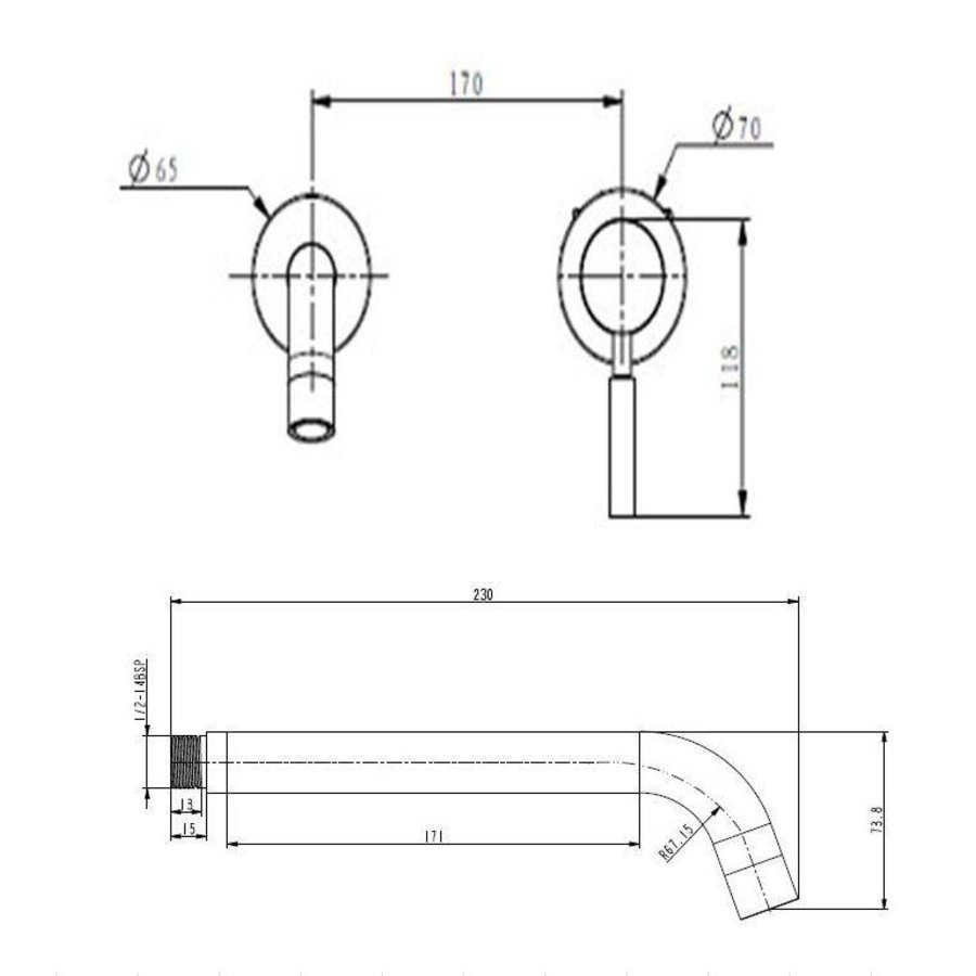 Ore Inbouw Wandkraan 21Cm Rvs