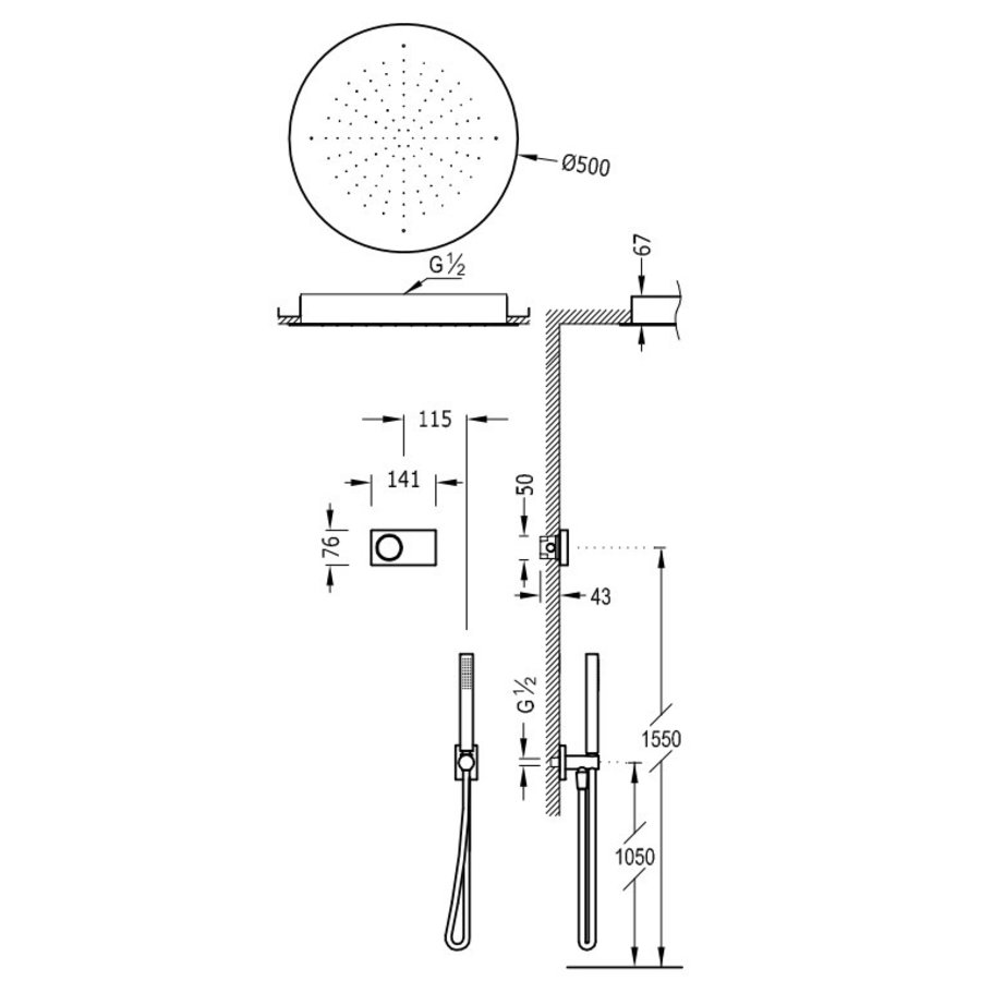 Elektronische Douchethermostaat Set Type 12