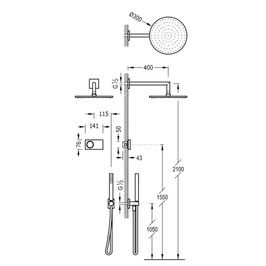 Elektronische Douchethermostaat Set Type 14