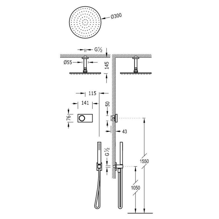 Elektronische Douchethermostaat Set Type 15