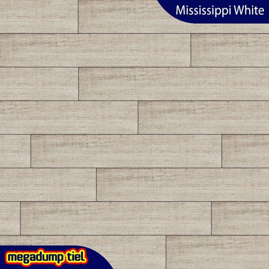 Houtlook Vloertegel Mississippi White 20X114 (prijs per m2)