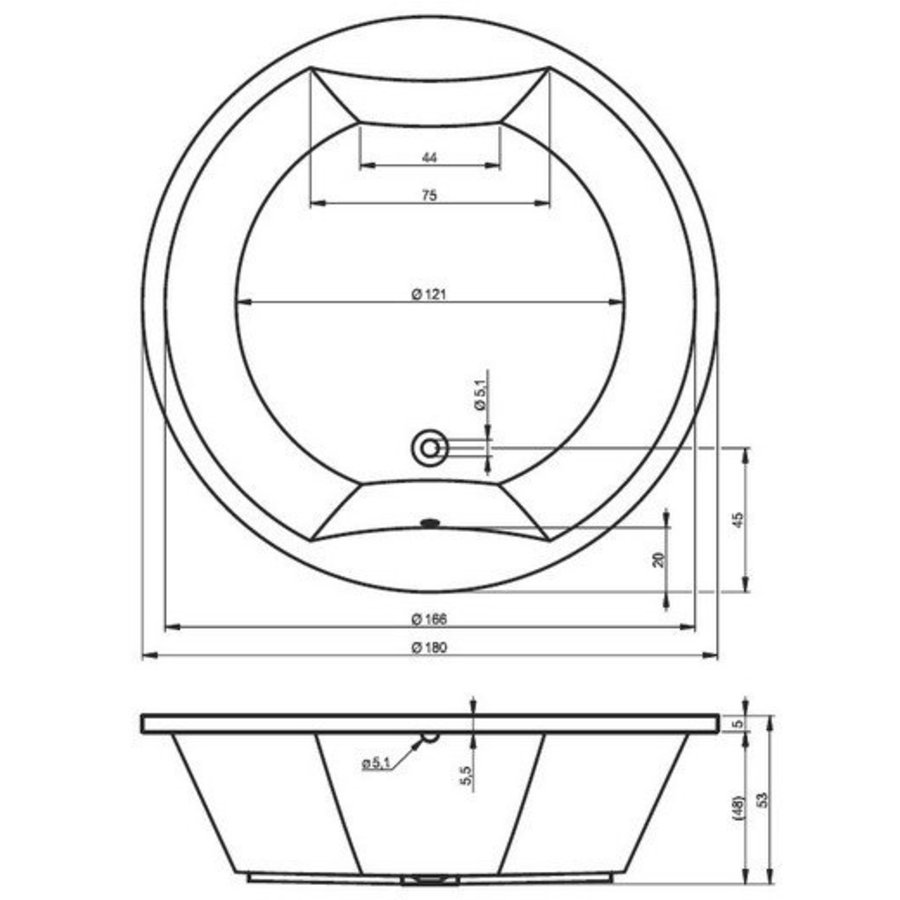 Ligbad Colorado Rond 180 Cm Wit