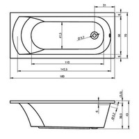 Ligbad Miami 160X70X39 Cm Wit