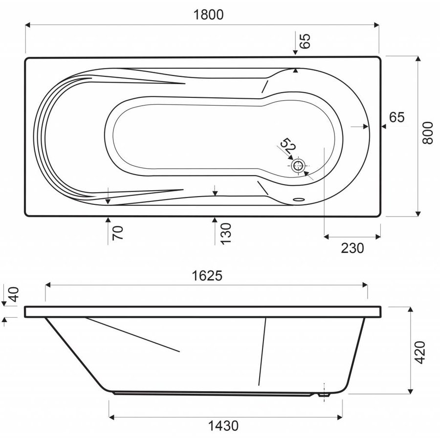 Ligbad Fontana Wit 160X70X41 Cm