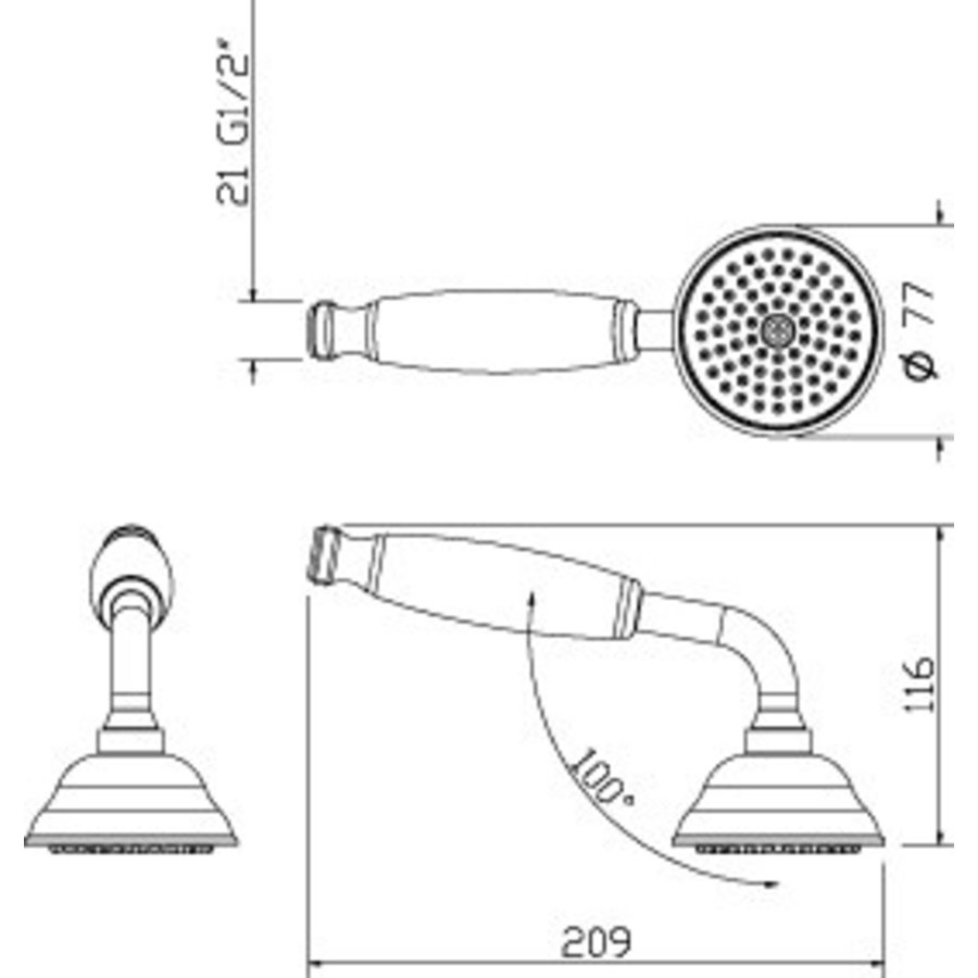 Amice Handdouche Nostalgisch M396 Chroom