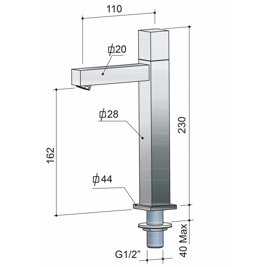 Dude Fonteinkraan Hoog Model Qh001