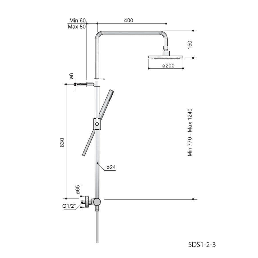 Thermostatische Regendouche Set Chap Sds 3