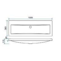 Wastafel 100Cmx36Cm Zonder Kraangat Wit