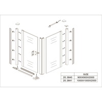 Swingdeur + Zijwand Uni 1000X1000X2000 Chroom 8Mm Nano