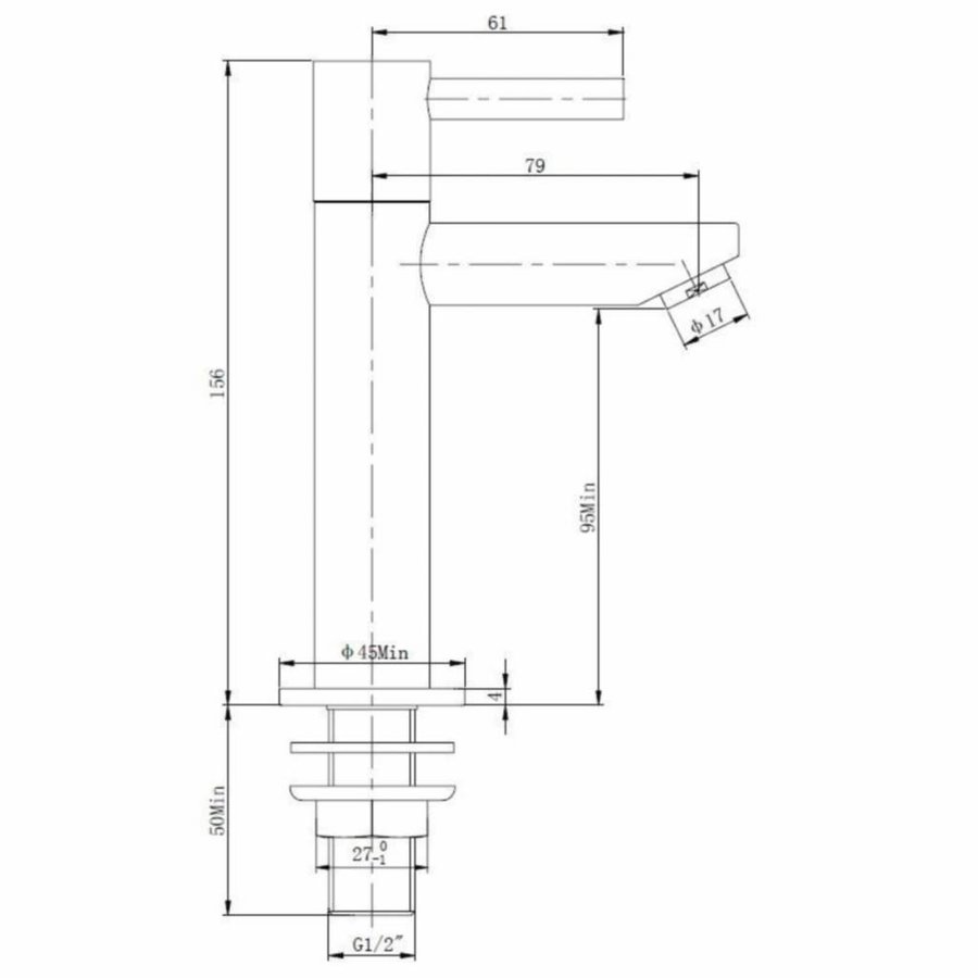 Toiletkraan Hoog 1/2'' Chroom Kiwa Alexia Fonteinkraan Xl