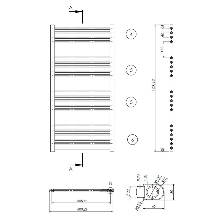 Designradiator My Aqua 60X120 Cm Wit (Zij- Of Middenaansluiting)