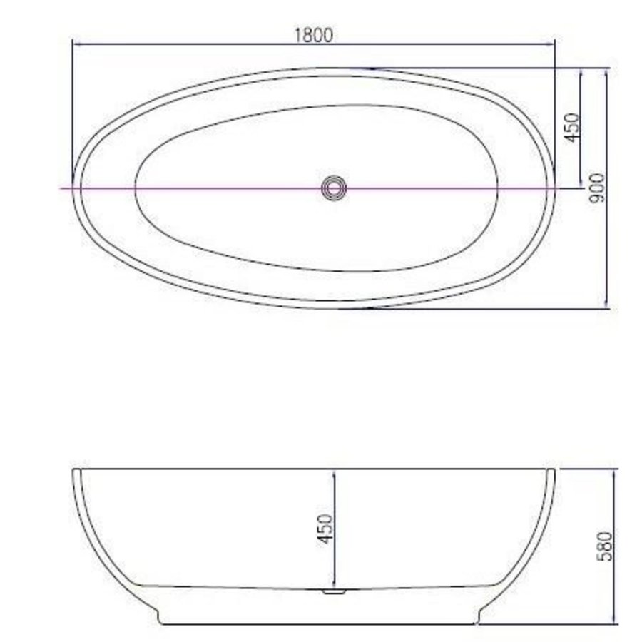 Ligbad Vrijstaand Bomber 180X90X58Cm Wit