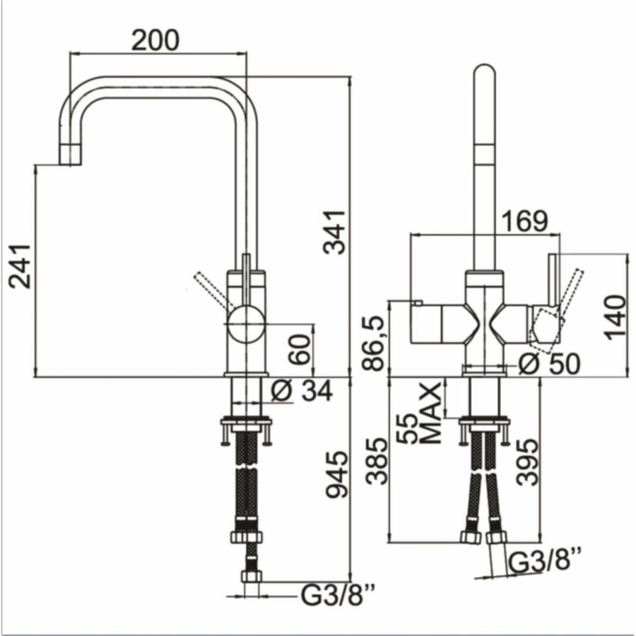 Kokendwaterkraan Selsiuz Haaks Chroom (Inclusief Boiler)