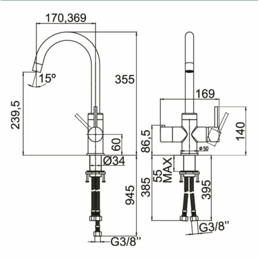 Kokendwaterkraan Selsiuz Rond Rvs (Inclusief Boiler)