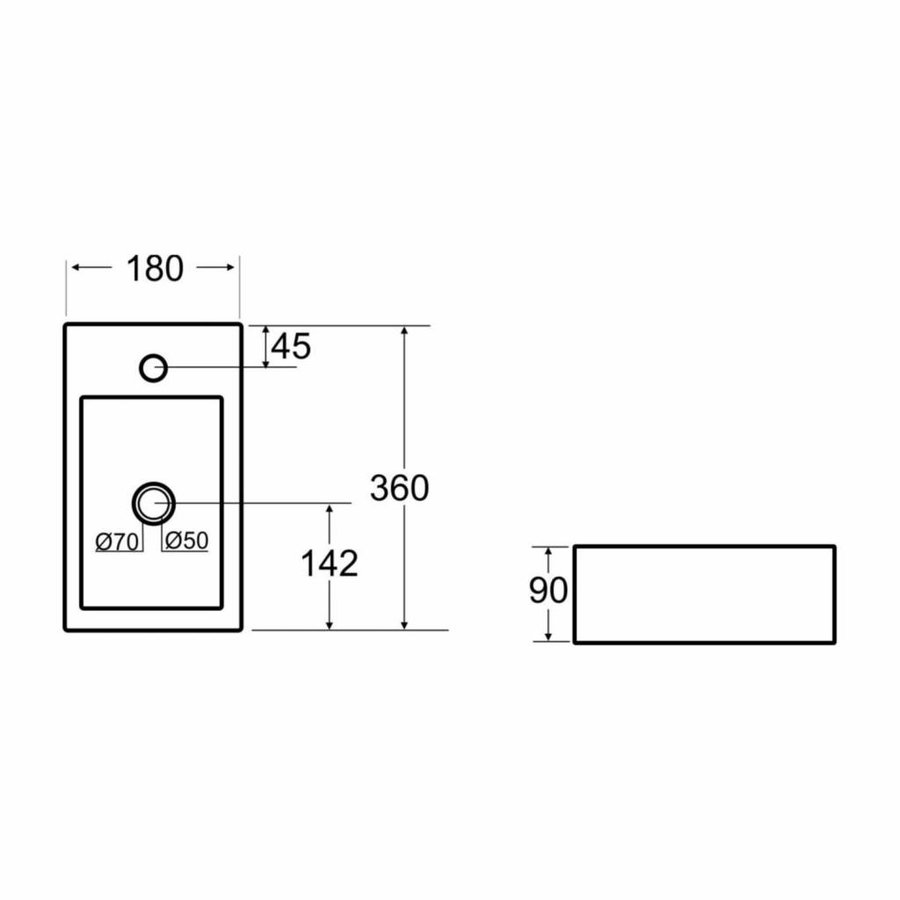 Fonteinset Chepri Mini Links 36X18X9 Cm Rvs (Keuze Uit 8 Kranen)