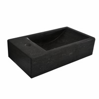 Fonteinset Cura Natuursteen Links 40X22X10 Cm Rvs (Keuze Uit 8 Kranen)